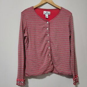 Russell Kemp Collection Red Geometric Mesh‎ Cardigan Top Embellished Cuffs XL
